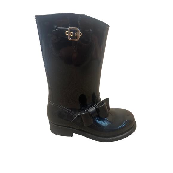 VALENTINO RED V BOW BLACK RAIN BOOTS SIZE 37- 6.5 - Picture 2 of 7